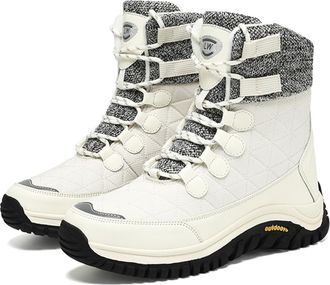 Generic Womens Winter Waterproof Snow Boots Mid-Calf Winter Shoes Warm Faux Fur Lining Boots Outdoor Travel Ankle Boots(White,7.5 UK)