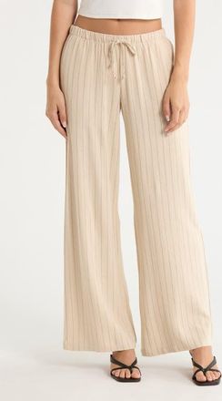 PacSun Alisa Linen Blend Wide Leg Pants in Beige/multi Stripe at Nordstrom, Size X-Small