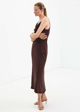 Mango Vestito drappeggiato effetto stropicciato cioccolato - Donna - XXS - MANGO