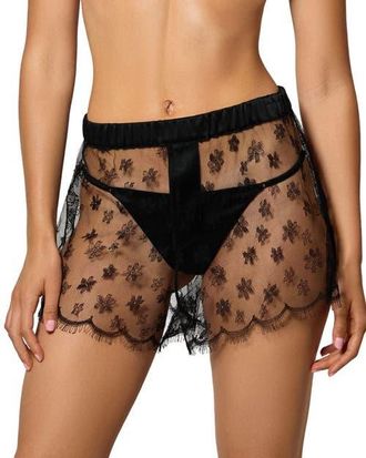 Kiki De Montparnasse All Over Lace Boxer Short in Black at Nordstrom, Size X-Small