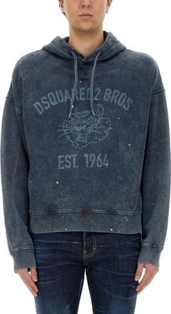 Dsquared2 Blue Graphic Hood Sweatshirt