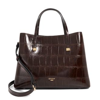 Dune London Womens Accessories Dominant - Double Grab Handle Tote Bag - Brown Leather - One Size
