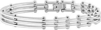 Pompeii3 Mens Steel Polished Single Tone 7.5mm Link Flexible 8 Cuffed Bracelet