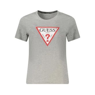 Guess Tops, Dames, Grijs, XL, Katoen, T-shirt met ronde hals