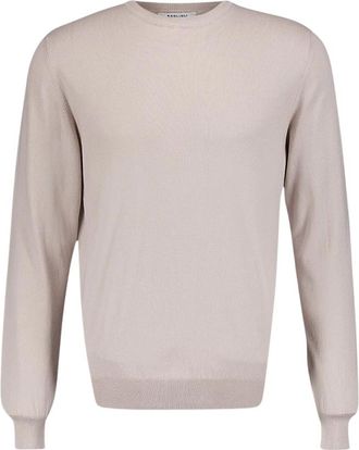 Boglioli Beige Katoenen Gebreide Trui - Heren - Ronde hals truien - Beige - S - Katoen - Truien & Vesten