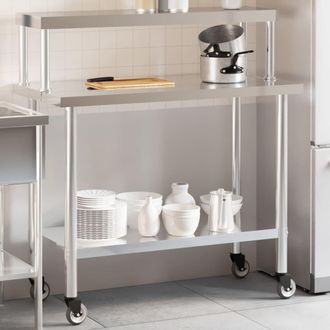 vidaXL Vidaxl - Mesa De Trabajo Para Cocina Con Estante Acero Inox 110x55x120cm