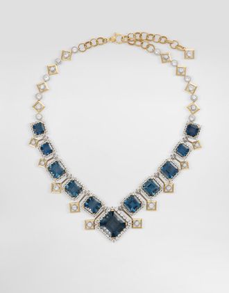 Dolce & Gabbana Eleganza Necklace 18-carat White And Yellow Gold, Topazes, And Sapphires. - Woman Necklaces Gold Onesize