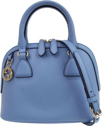 Gucci Interlocking Top Handle Leather Blue Leather Handbag (Pre-Owned)