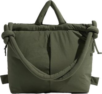 Generic Compatible For Womens Big Nylon Puffer Tote Bag Purse Casual Simple Shoulder Handbag(Green)