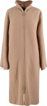 Bevza Camel Longline Wool Coat with Zipper Detail Size XS