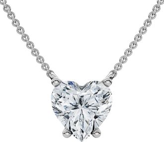 Pompeii3 1Ct Heart Shape Diamond Solitaire Diamond Pendant 14k Gold Necklace Lab Grown