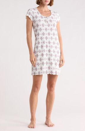 Laura Ashley Print Rib Nightgown in Pink Foulard at Nordstrom Rack, Size X-Large