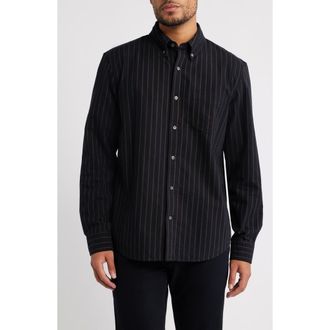 AG - Adriano Goldschmied Dean Pinstripe Cotton Button-Down Oxford Shirt in Black Multi at Nordstrom, Size Xx-Large