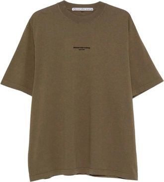 Alexander Wang Logo Print Tee - Tops - Mujer - Verde - M