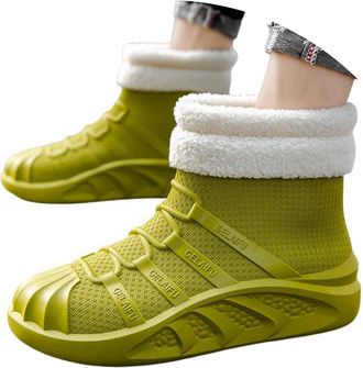 Generic 2026 Work Men Mens Boots Winter Slip Thermal Insulated Ankle Easy Clean Lug Sole City Walking Rainy Days Western Cowboy Pull On Block Heel (11) Green