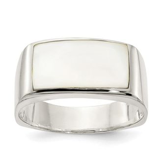 Diamond2Deal Sterling Silver Polished Mother of Pearl Ring