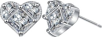Generic Heart Earrings For Women,925 Sterling Silver Studs Earrings,Cute Heart Stud Earrings With Heart Zirconia,Hypoallergenic Earrings,Dainty Earrings Jewel