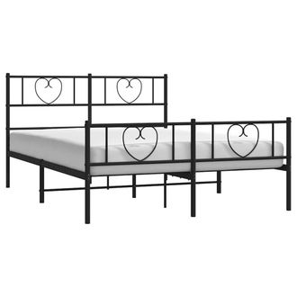 Berkfield Home Metal Bed Frame with Headboard & Footboard Black 120x190 cm Sma | Size: King