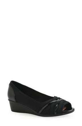 White Mountain Boldest Wedge Peep Toe Pump in Black/Nylon at Nordstrom Rack, Size 9.5