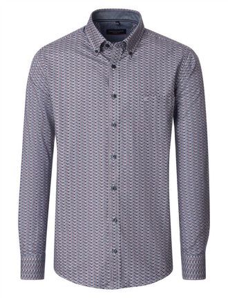 Casamoda blauw geprint Casa Moda casual fit overhemd