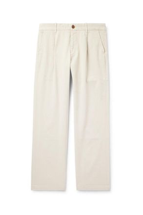 Mr P. Edward Straight-Leg Pleated Cotton-Blend Cavalry Twill Trousers
