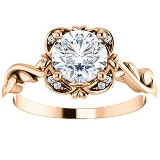 Pompeii3 1ct Solitaire Diamond Vintage Cushion Halo Engagement Ring 14k Rose Gold