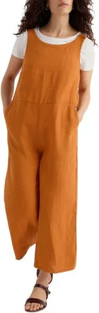 Seasalt Cornwall Salt Air Wide Leg Linen Jumpsuit in Amber at Nordstrom, Size 10