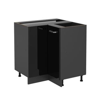 Vicco Armario De Esquina R-line, Negro Brillo Intenso, 75.6 Cm Sin Encimera