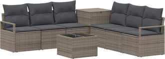 vidaXL Juego De Sof&aacute; 8 Uds. Gris Y Gris Oscuro Rat&aacute;n Sint&eacute;tico Y Acero Vidaxl