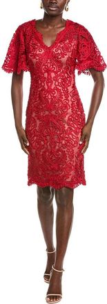 Tadashi Shoji Arnett Embroidered Flutter Sleeve Dress
