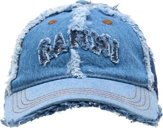 Ganni Cap in Patchwork Denim - Dames - Petten - Veelkleurig - ONE Size - Denim - Accessoires