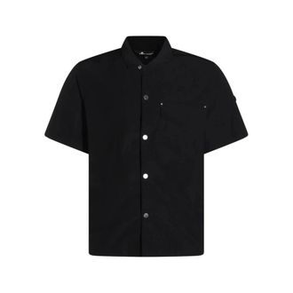Moose Knuckles Short Sleeve Shirts, male, Black, Size: XL Chest Pocket Short Sleeve Shirt