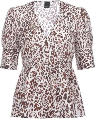 Pinko Rustieke Linnen Blouse - Dames - Blouses - Veelkleurig - S - Linnen - Overhemden