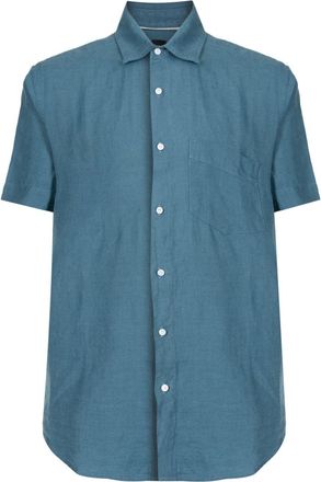 Osklen short-sleeve linen shirt - men - Flax - GG - Blue