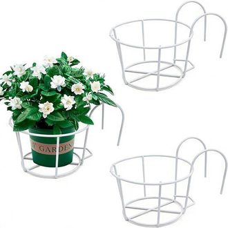 OEM Soporte Redondo Colgante Para Macetas - Apto Para Balcones, Jardines, Vallas, Interiores Y Exteriores - Juego De Tres Piezas - Negro
