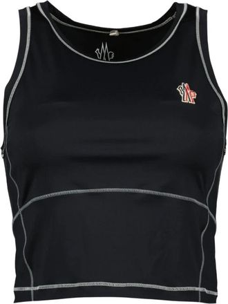 Moncler Logo Patch Sporty Top - Dames - Tops zonder mouwen - Zwart - XS - Nylon - Tops