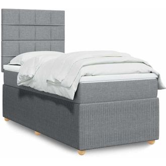 vidaXL Cama Box Spring Con Colch&oacute;n Tela Gris Claro 90x200 Cm Vidaxl