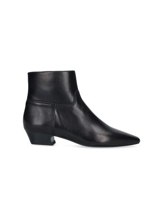 Stuart Weitzman Black Stassi Pointed-Toe Leather Boots