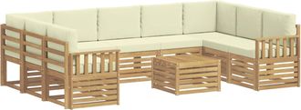 vidaXL Conjunto De Sof&aacute;s De Exterior 10 Uds. Blanco Y Crema Poli&eacute;ster Vidaxl