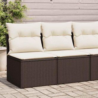 vidaXL Set Divano Giardino 4 pz con Cuscini Marrone Polyrattan Acacia - Vidaxl