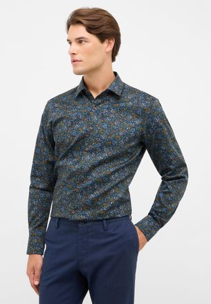 Eterna Langarmhemd ETERNA SLIM FIT, Herren, Gr. 41, Normalgr&ouml;ssen, blau (navy), Twill, 100% Baumwolle, schmal, Manschette, Hemden Langarmhemd, NON IRON (b&uuml;ge
