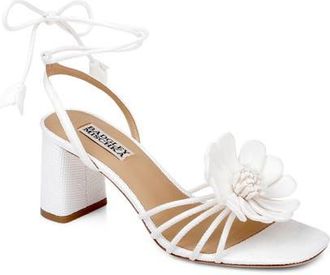 Badgley Mischka Wallflower Ankle Wrap Sandal in White Suede at Nordstrom, Size 7.5