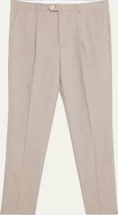 Brunello Cucinelli Mens Wool Sharkskin Pleated Pants