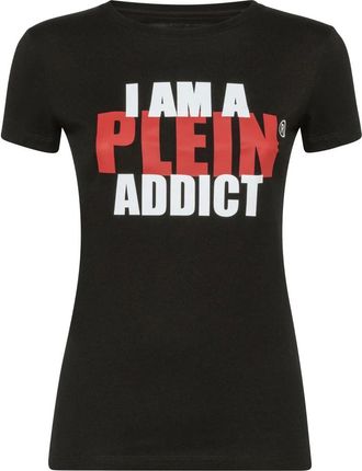 Philipp Plein Tops, Dames, Zwart, S, Katoen, T-shirt Round Neck SS Statement