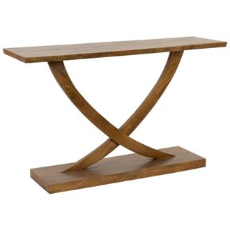 Wanderlust Deco Recibidor de madera artesanal marr&oacute;n 120x35x74h cm