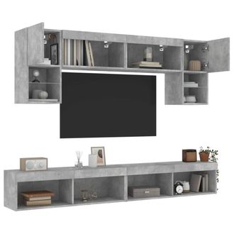 Berkfield Home 6 Piece TV Wall Units with LED Concrete Grey Engineered Wood