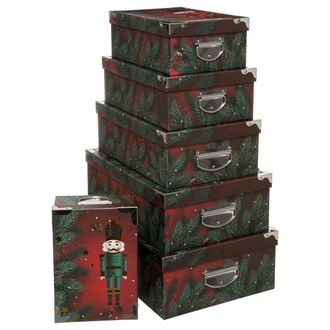 F&eacute;&eacute;ric Lights & Christmas Paquete De 6 Cajas Rectangulares Impresas Para Cascanueces - Feeric Lights & Christmas