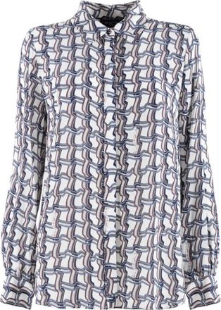 Nenette Viscose Geometric Print Shirt - Dames - Overhemden - Zwart - L - Overhemden