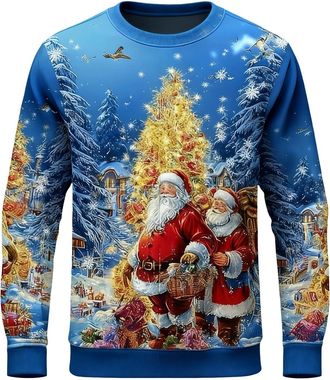 Generic Christmas Jumpers for Men, Novelty Funny Xmas Reindeer Jumpers, Santa Claus Sweatshirt Nordic 3D Print Graphic Pullover Sweaters, Vacation Holiday Win