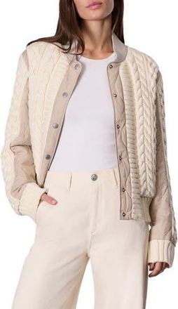 Rag & Bone Manston Mixed Media Bomber Jacket in Natural at Nordstrom Rack, Size Xx-Small
